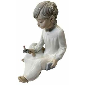 Zaphir Spain Porcelain Figurine of a Boy w/ Book & Candlestick  Retiring for Bed